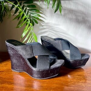 Donald J. Pliner Black Wedge Sandals